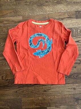 Tea Collection Orange Long-Sleeve Tee with Blue Lizard Graphic
